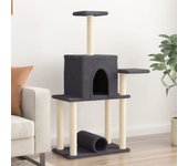vidaXL Rascador para gatos con postes de sisal gris oscuro 122 cm