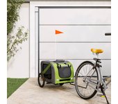 vidaXL Remolque de bicicleta mascotas hierro tela Oxford verde gris