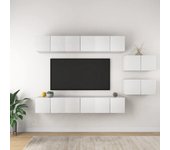 vidaXL Mueble de TV 8 piezas de madera contrachapada blanco