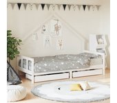 vidaXL Estructura cama niños con cajones madera pino blanco 90x200 cm