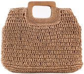 Casual Large Capacity Straw Beach Bag Wooden Handle Handbag Women Handmade Woven Bag Lady Casual Purses Summer Balii