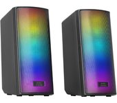 Mars Gaming MSRGB2, Altavoces Bluetooth 5.3 15W, Procesador de Sonido DSP, Iluminación RGB Dinámica, Frontal Total Mesh, Altavoces Compactos con Caja de Control, Entrada Jack de 3.5mm y USB, Negro