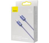 Baseus Crystal Shine Series - Cable de datos de carga rápida tipo C a iP 20W 1,2 m, color morado