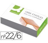 Grapas q-connect nº 22/6 24/6 cobreadas caja de 1000 unidades