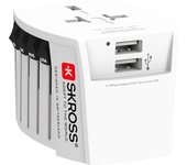 SKROSS | 1.302960 | MUV USB (2xA) | Adaptador de viaje universal de 2 polos: completo con 2 tomas de carga USB. Voltaje y potencia: 100V - 250W / 250V - 625W. Protección contra descargas eléctricas