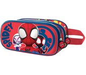 Marvel Spiderman Gang-Estuche Portatodo 3D Doble, Rojo, 22 x 9.5 cm