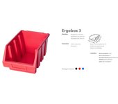 1 x Ergo L+ Rojo Cajas de Almacenamiento Apilables, Caja de Plástico 170x240x126 mm, Ideal para Organización, Resistente y Práctica para Herramientas y Accesorios