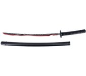 Katana S2028 Katana River's Blood de Elden Ring, réplica no oficial, de 103,5 cm hoja de acero acabada en negro con detalles rojos y blancos, con vaina negra y mango encordado de polipiel negra.