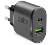 SBS TETRPD25W cargador de dispositivo móvil Smartphone, Tableta Negro Corriente alterna Carga rápida Interior