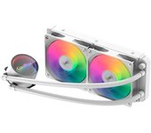 CoolBox Infinity Liquid240 ARGB Refrigeración Líquida PC 240mm, TDP 250W, Ventiladores 120mm Silenciosos, Efecto ARGB Infinity, Silenciosa, Compatible con LGA 1700 y AM5 - Blanco