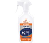 Ecran Sunnique Sport - Leche Protectora Solar SFP 50 en Spray, Protección Alta UVB, UVA, Frescor Instantáneo, Refuerza las Defensas, Muy Resistente al Agua, para Todo Tipo de Pieles - 270 ml
