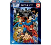 Educa - Justice League DC Comics | Puzzle de 1000 Piezas para Adultos. Medidas: 48 x 68 cm. Incluye Cola Fix Puzzle. A Partir de 14 años (19935)
