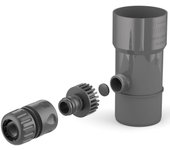 BRYZA® Desagüe de canalón para barril de lluvia, DN de 90 mm de diámetro, grafito, agua de lluvia, barril de lluvia, colector de agua de lluvia Speedy, colector de agua de lluvia para bajantes, filtro