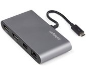 StarTech.com Mini Dock Thunderbolt 3 - Docking Station Portátil para 2 Monitores con DP 4K 60Hz, 1x Hub USB-A (USB 3.0/5 Gbps), GbE - Cable de 28cm - Adaptador Multipuertos TB3 - Mac/Windows