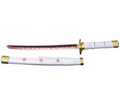 Katana S5057 Katana Enma de Zoro de One Piece réplica no oficial de 103,5 cm hoja de acero acabado en negro con detalles en rojo y el corte en satinado, mango blanco con detalles en dorado.