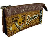 CyP Brands- Pokémon- Estuche Triple, Portatodo, 5 Compartimentos, Material Escolar, Estuche Trolley, Eeve, Color marrón, Producto Oficial