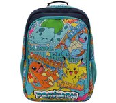 CyP Brands-Pokémon- Mochila, Mochila adaptable a carro, Pikachu, Charmander, Squirtle, Bulbasaur, Multicolor, Producto Oficial