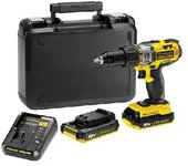 Stanley, SFMCD725D2K, atornilladora angular inalámbrica 80Nm Brushless, sistema V20 18V, 2 baterías 2,0Ah incluidas, cargador y maletín, compacta, negro con amarillo