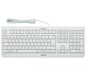 CHERRY KC 1000, Teclado con Cable, Distribución de Teclado Alemán (QWERTZ), Plug & Play a través de USB, Diseño Plano, Tecleo Silencioso, Blanco/Gris