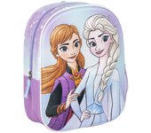Mochila Infantil 3D de Frozen - Color Azul - 25x10x31 cm - Fabricada en Poliéster y EVA - Con Cierre de Cremallera - Estampado de Elsa y Anna - Producto Original Diseñado en España