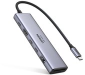 Hub USB-C Ugreen Revodok 7 en 1 HDMI 4K60Hz 2xUSB-C3.2 USB-A3.2 SD/TF PD100W Gris