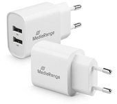 Cargador MediaRange MRMA114 12W Blanco 2xUSB-A Protección Múltiple 5V/2.4A