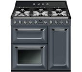 Cocina Smeg TR93GR 6 zonas gas 3 hornos Vapor Clean Victoria gris pizarra