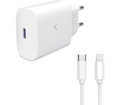 Ksix Cargador de Red PD 30W GaN/PPS + Cable USB-C a Lightning MFI 1m Blanco