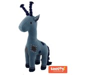 Tootoy! Comfort Denim Giraffe peluche con sonido y cuerda para perros