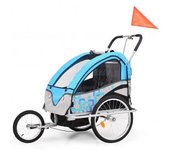 vidaXL Cochecito Y Remolque De Bicicleta Para Niños 2-en-1 Azul Gris
