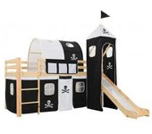 vidaXL Cama Alta Para Niños Tobogán Y Escalera Madera Pino 97x208 Cm