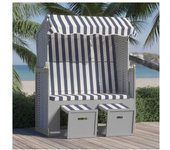 vidaXL Silla Playa Strandkorb Dosel Ratán Sintético Madera Azul Blanco