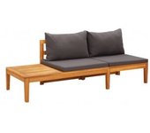 vidaXL Banco De Jardín Y Mesa Cojines Gris Oscuro Madera Maciza Acacia