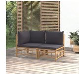 vidaXL Set De Muebles De Jardín 2 Piezas Bambú Con Cojines Gris Oscuro