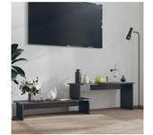 vidaXL Mueble Para Tv Madera Contrachapada Gris Brillante 180x30x43 Cm