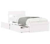 vidaXL Estructura Cama Con Cajones Madera Maciza Pino Blanco 90x200 Cm