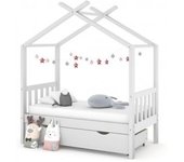 vidaXL Estructura De Cama Niños Y Cajón Madera Maciza Blanca 70x140 Cm