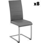 Tectake Sillas de comedor bettina poli piel gris