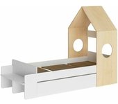 ID Kids Cama con cajón blanco y madera 90x190 cm