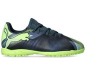Puma - Bota de fútbol Future 7 Play Turf Niño, Unisex, Gray Skies-Elektro Purple-Fizzy Apple-White, 3 UK