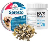 Pack Seresto + 8 kg + Plaque Plus 60 gr + Galletas Minihuesitos Bolsa 500 gr