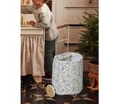 VERTBAUDET Carrito de la compra con ruedas, hecho de metal y tela gris claro liso con motivos