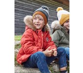 VERTBAUDET Chaqueta acolchada con capucha y forro de punto polar naranja medio liso con motivos