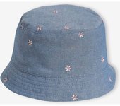 VERTBAUDET Sombrero bob denim con flores bordadas para bebé niña azul jeans