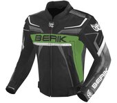 Berik Absolute Race Chaqueta de cuero para moto - Negro Verde antracita (48)
