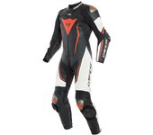 Dainese Misano 2 D-Air® Airbag Una sola pieza traje de cuero moto perforada - Negro Blanco Rojo (44)