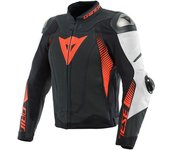 Dainese Super Speed 4 chaqueta de cuero de motocicleta perforada - Negro Blanco Rojo (58)