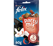 1 x 60 gr Felix Party Mix Grill Snack Para Gatos Con Buey, Pollo Y Salmón 1 X 60 Gr