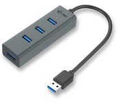 Hub USB i-Tec 3.0 4 Puertos Gris Protección Sobretensión Plug & Play
