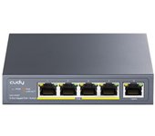 Switch CUDY 5 Puertos Gigabit Ethernet 4 PoE+ 10Gbps Sin Ventilador Rack AC/DC